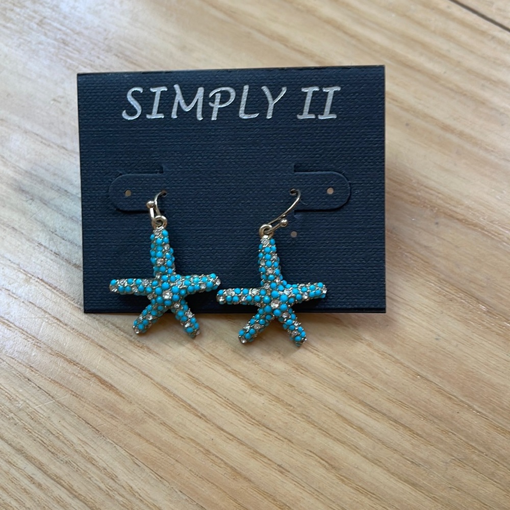 Boutique earrings starfish turquoise color - Picture 1 of 1